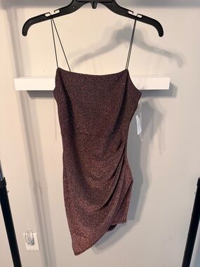 Windsor Sparkle Asymmetrical Slip Dress - Wine